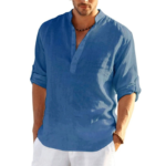 Men’s Linen Long Sleeve Shirt Solid Color