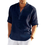 Men’s Linen Long Sleeve Shirt Solid Color