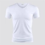 Mens T Shirt Pure Color V Collar